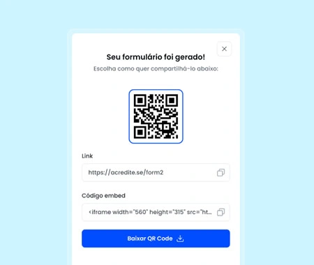 Registros de execução via Link ou QR Code